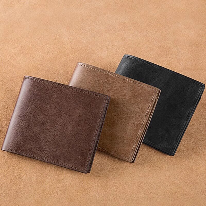 carteira masculina com ziper carteira masculina Nova carteira masculina de couro macio genuíno textura de couro curto Mu