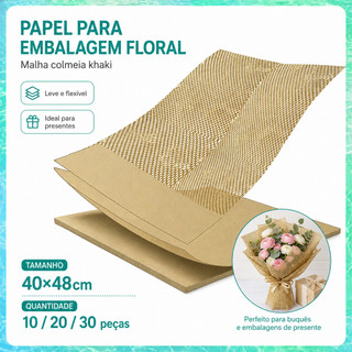 10/20/30 Folhas Papel Kraft Colmeia Cáqui 40x48cm para Envio, Itens Frágeis, Flores, Artesanato e Embalagem Sustentável