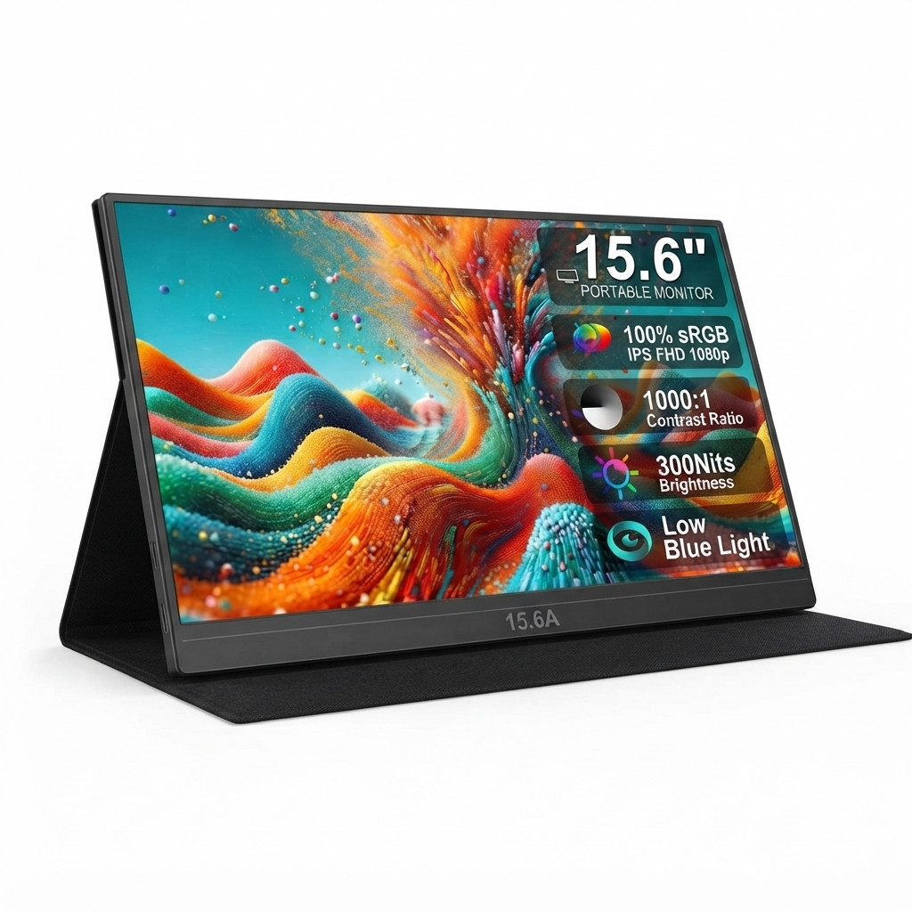 Monitor Portátil 15,6" Full HD 1080P USB-C HDMI Portátil e Compacto para Notebook e Celular
