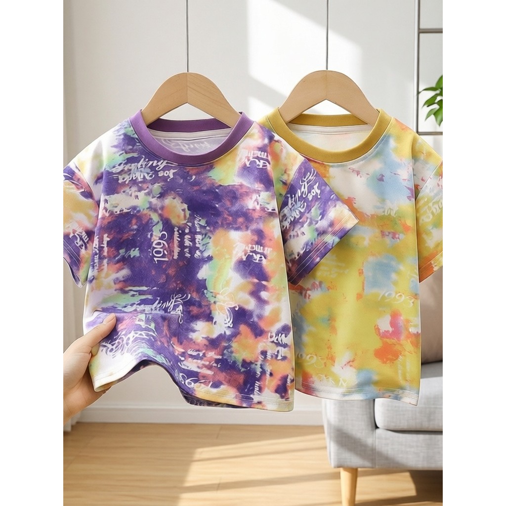 Meninos camiseta de manga curta moda roupas de verão crianças versão coreana de manga curta roupas de verão do bebê rua 