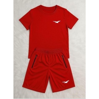 Camiseta e Bermuda Infantil E Juvenil Masculino Com Elástico e BOLSOS  04 á 16 Anos