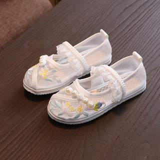 Meninas malha Hanfu sapatos estilo antigo crianças sandálias de malha bordado sapatos estilo chinês respirável cavalo sa