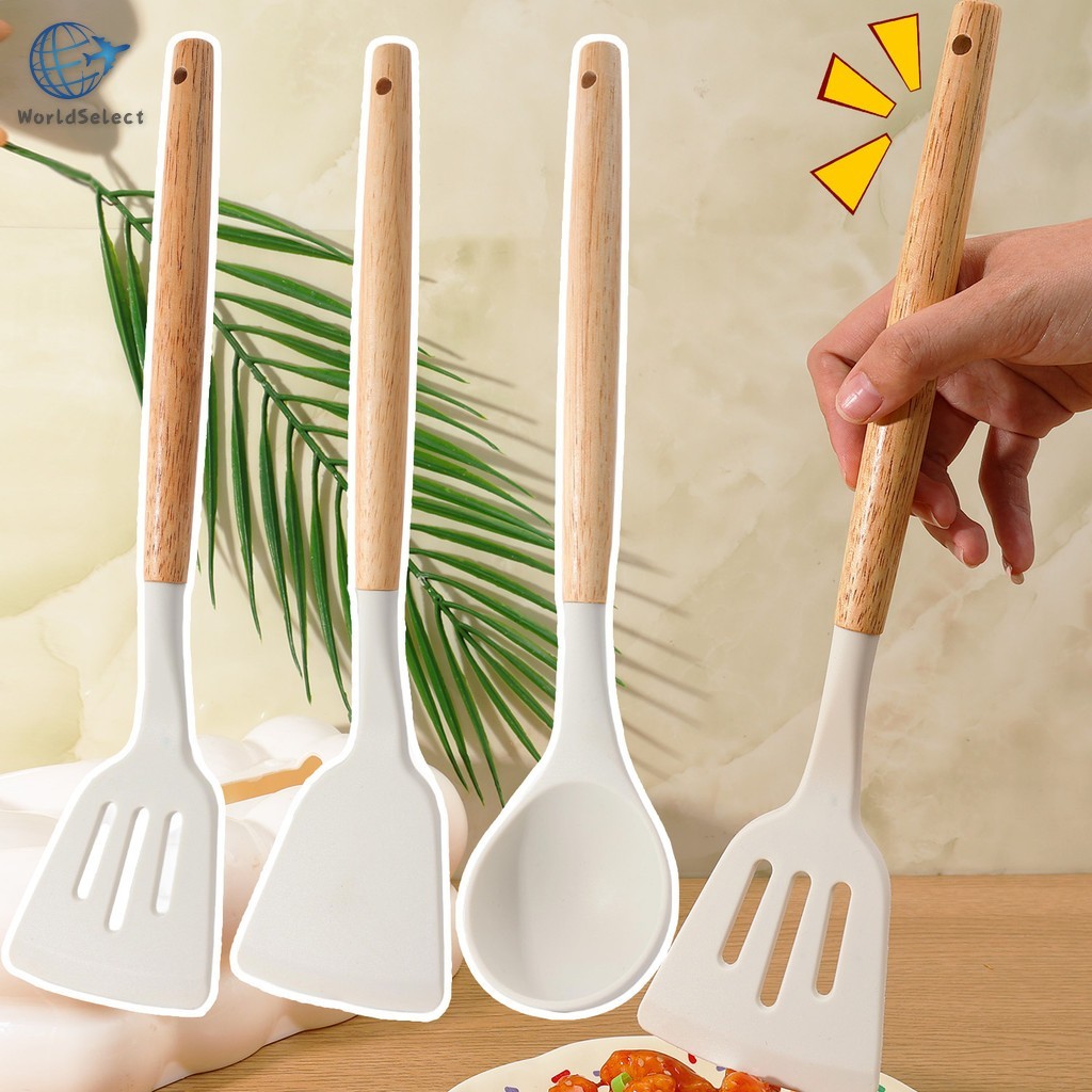 Colher De Espátula De Agitação De Silicone Antiaderente De 3 Unidades-Conjunto De Utensílios De Cozinha Com Cabo De Made