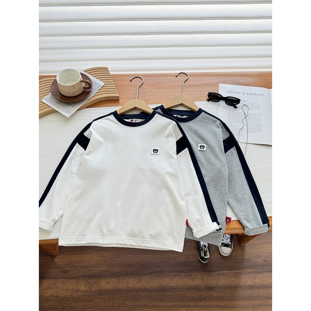 Meninos camisa de manga comprida outono 2026 novo estilo estilo coreano roupas infantis camiseta médio pequeno crianças 