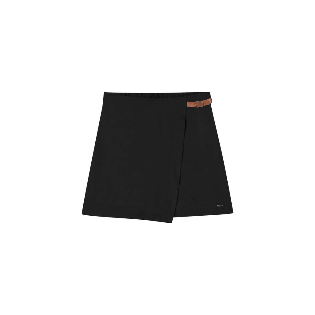 Short Saia Feminino Transpassado Fivela Marialícia Preto