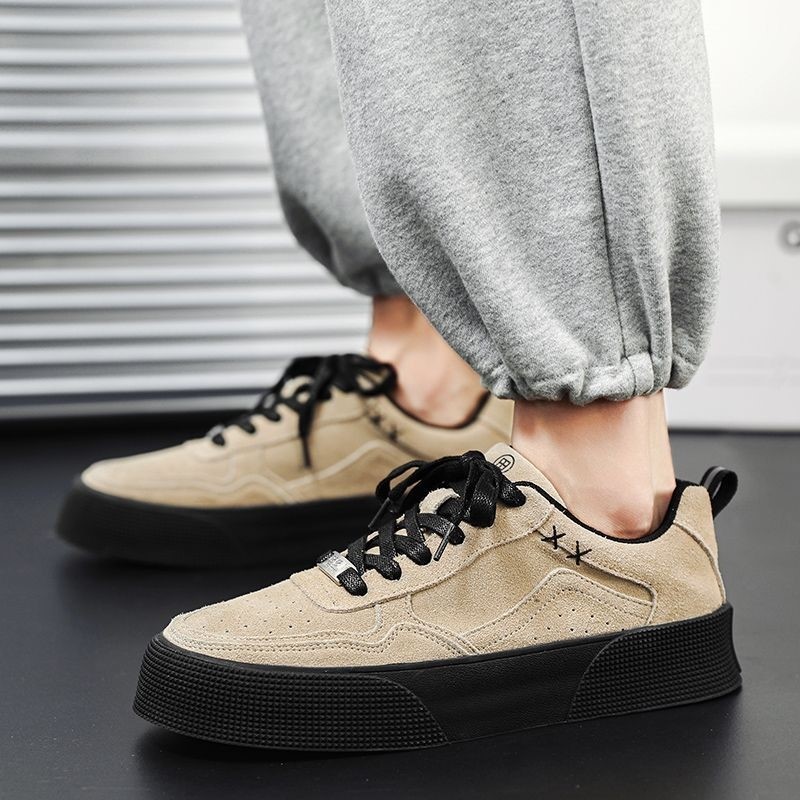 Sapatos masculinos 2025 primavera outono novo estilo na moda All-Match sola grossa antiderrapante resistente ao desgaste