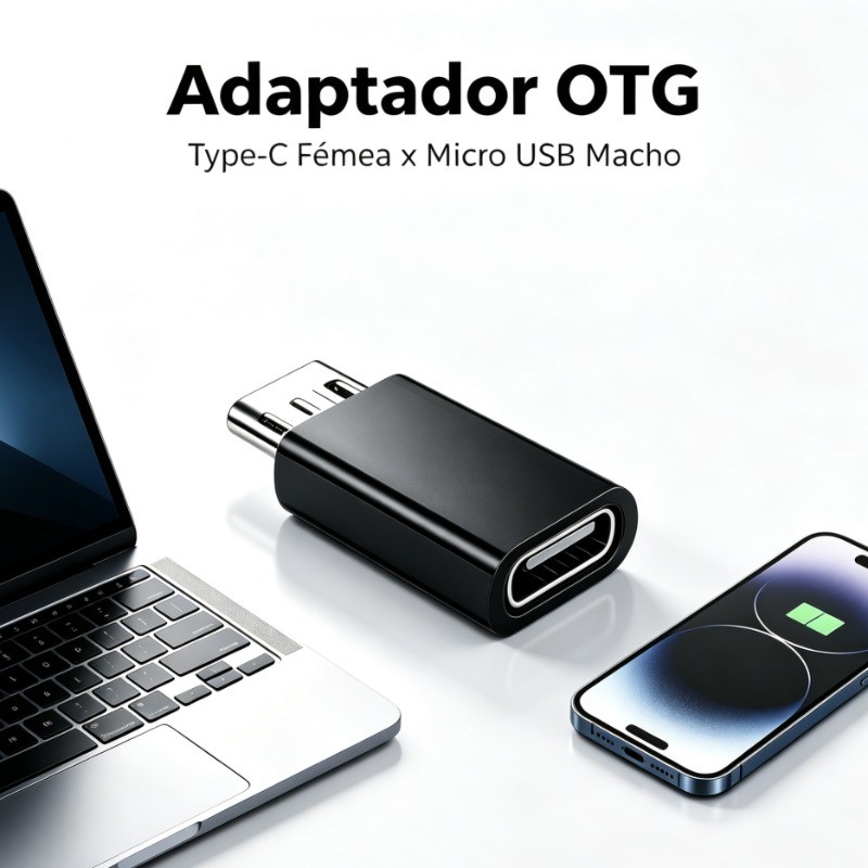 Adaptador Type-C para Micro USB Lightning Conversor Compacto Conectividade Universal Pequeno Leve Prático Segura