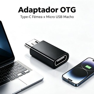 Adaptador Type-C para Micro USB Lightning Conversor Compacto Conectividade Universal Pequeno Leve Prático Segura