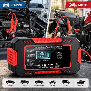 Carregador de Bateria 12V Inteligente Mazzilli – LCD, 15AH a 100AH, Carrega Carro e Moto …
