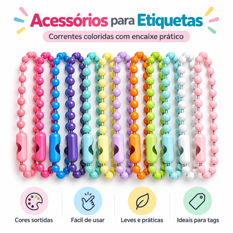 50/100 correntes de bolas com etiquetas de canoa 10cm, chaveiros coloridos, Colorido