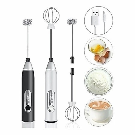 Batedor Misturador Mixer Elétrico para Bebidas Leite Café Clara de Ovo 2 em 1 Mini Liquidificador Recarregável