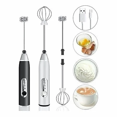 Batedor Misturador Mixer Elétrico para Bebidas Leite Café Clara de Ovo 2 em 1 Mini Liquidificador Recarregável