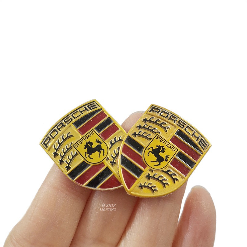 2026 2 emblemas Porsche de alumínio, para carros e bicicletas, adesivos decorativos