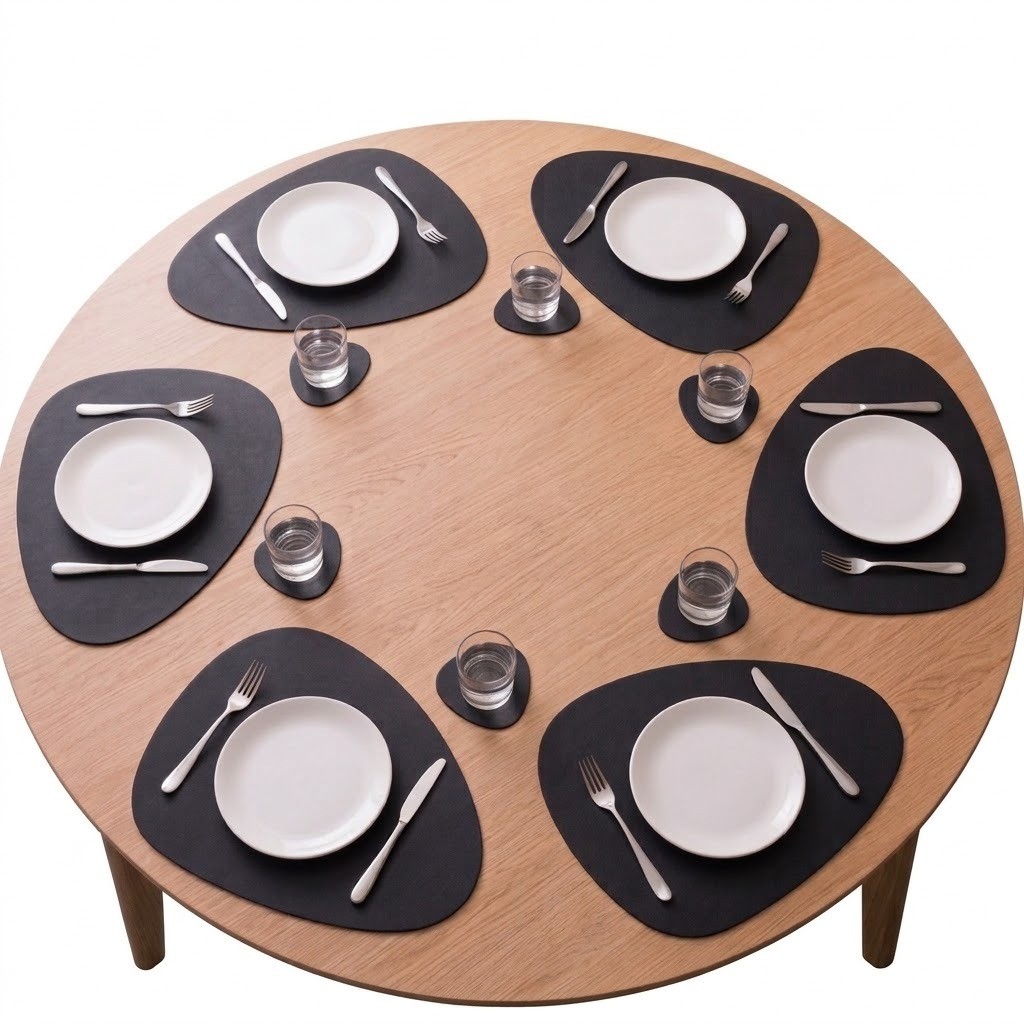 Kit Jogo Americano Mesa Posta Couro Sintético 40x30 Porta Copo Sousplat Mesa Jantar Cozinha Decoração