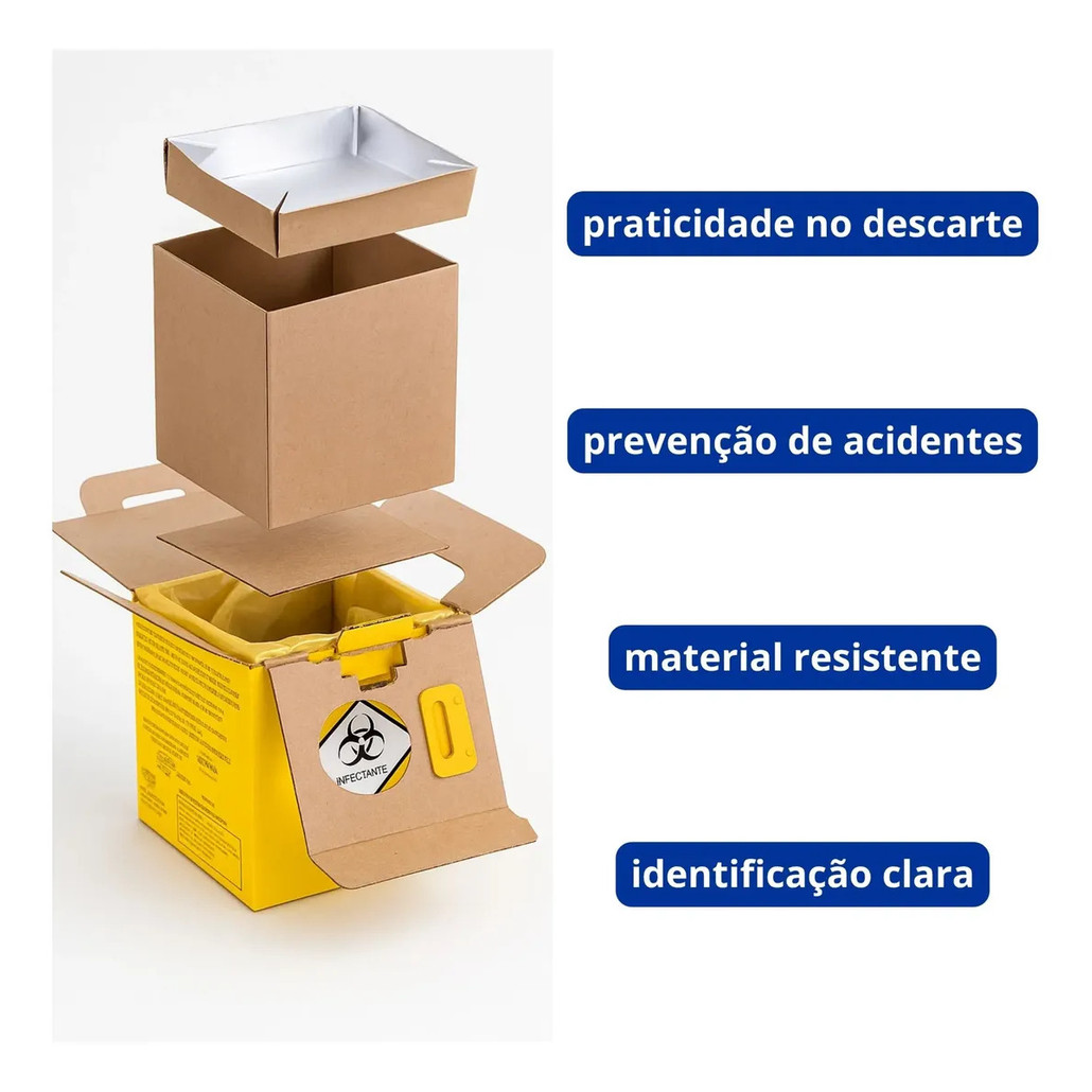 KIT 10 Caixas Coletora Material Perfurocortante 3l DESCARBOX — imagem 2 de 2