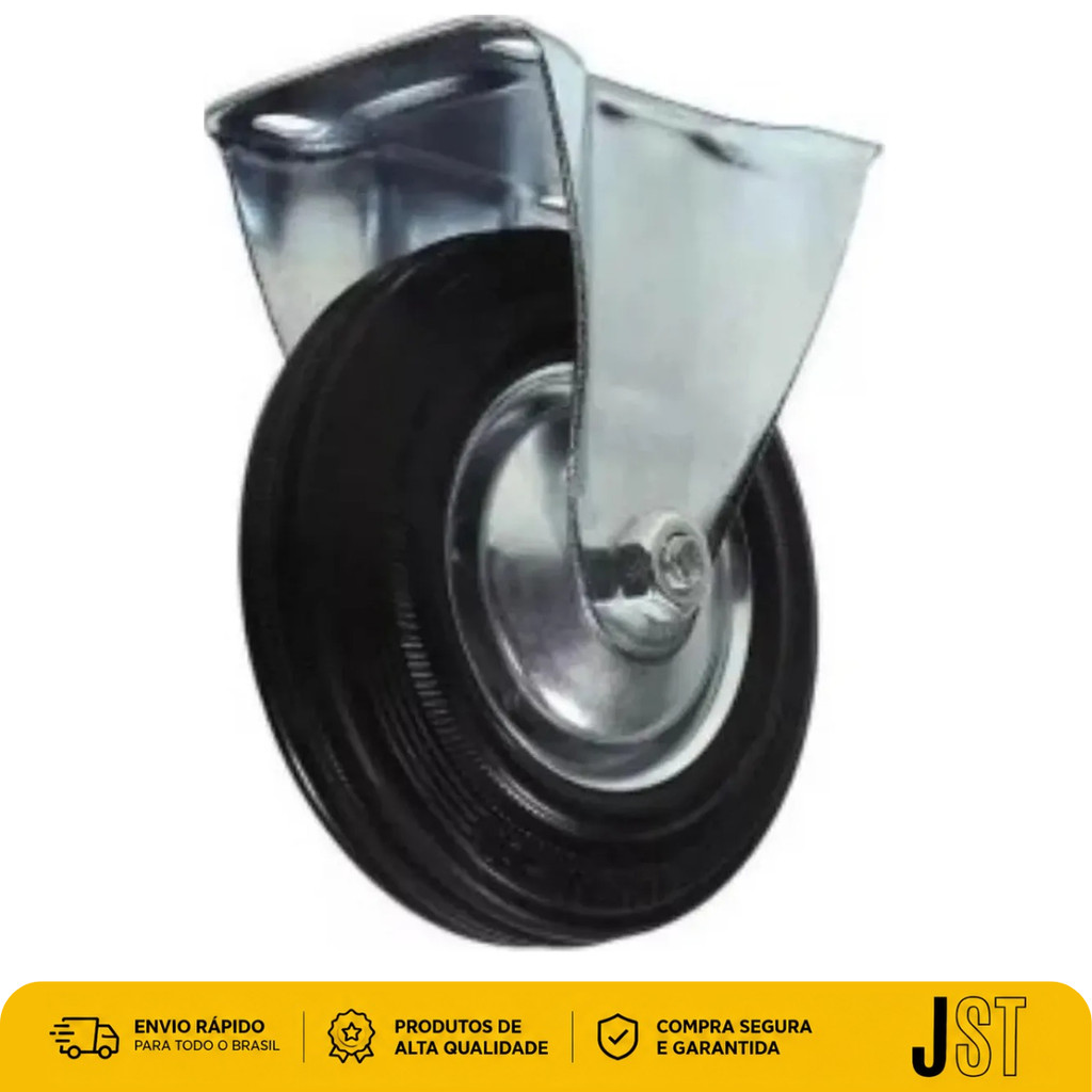 Rodízio Fixo de Borracha 75mm 3 Pol 50kg JST PL.FIX-312 para Móveis