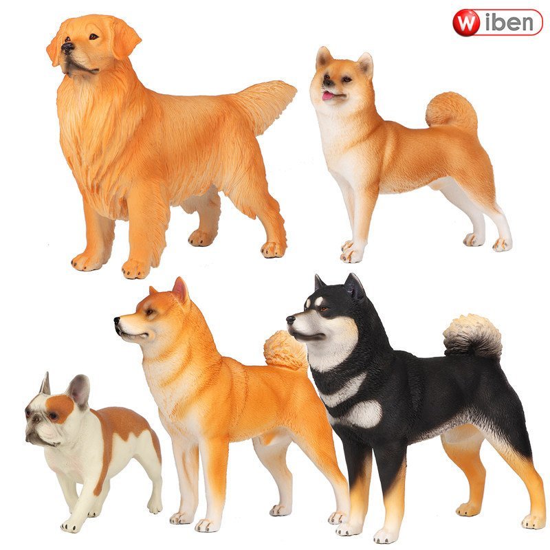 Modelo de animal de estimação realista: Golden Retriever, Shiba Inu, Shiba Inu, Bulldog. Brinquedo educativo sólido para