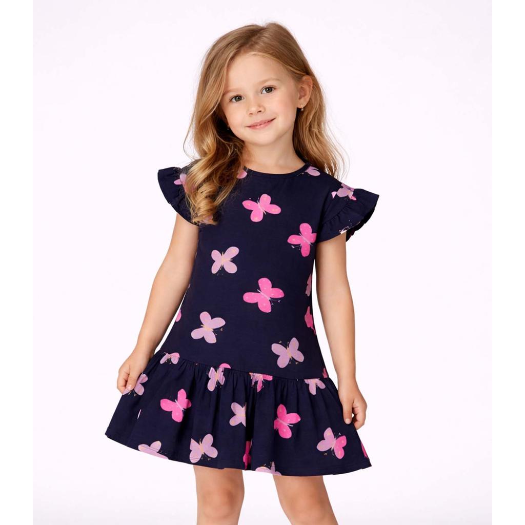 Vestido Infantil Estampado E Franzidos Select Azul
