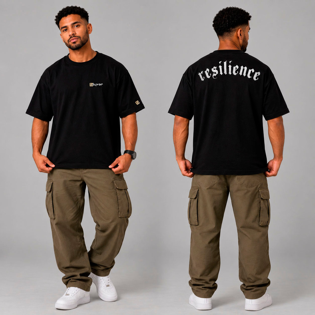 Camiseta Oversized Klyvor Resilience Algodão Macio Caimento Perfeito Confortável Streetwear Masculina