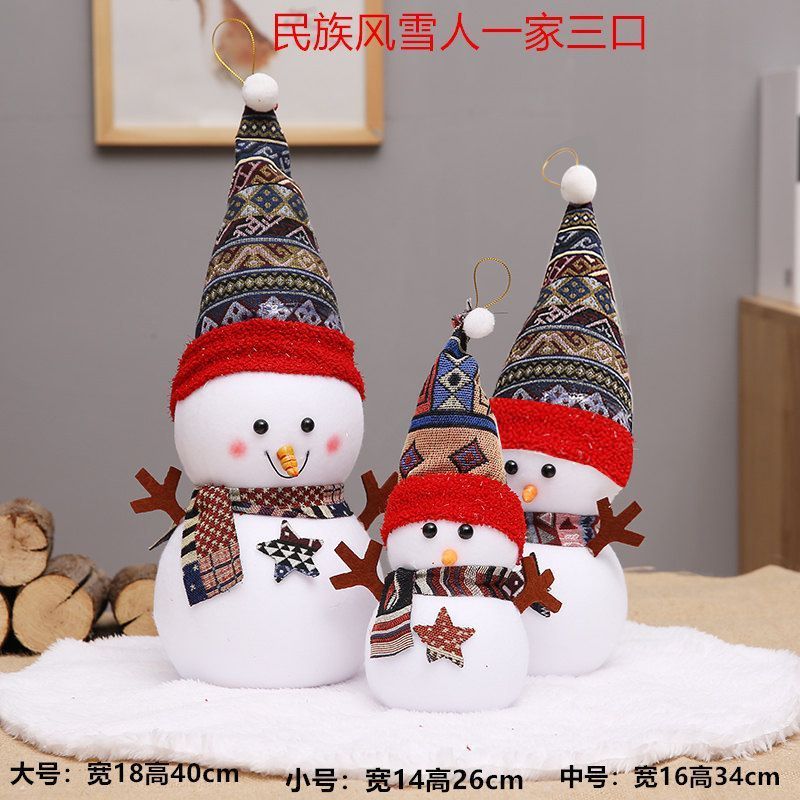 Enfeites de natal boneco de neve bonecas bonecas boneco de neve ornamentos cena Layout Hotel Shopping adereços