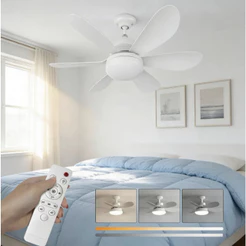 Luminária 80W 60W Ventilador De Teto 6 Hélices Luz Ajustável Controle Remoto Silencioso E Econômico
