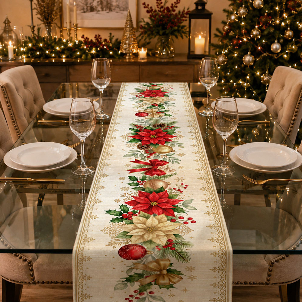Caminho De Mesa Natal Mesa Posta Ceia Em Tecido Sublimado
