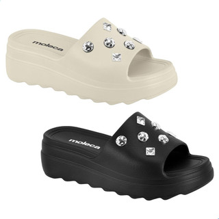 Tamanco Feminino Moleca EVA Plataforma com Pedrarias