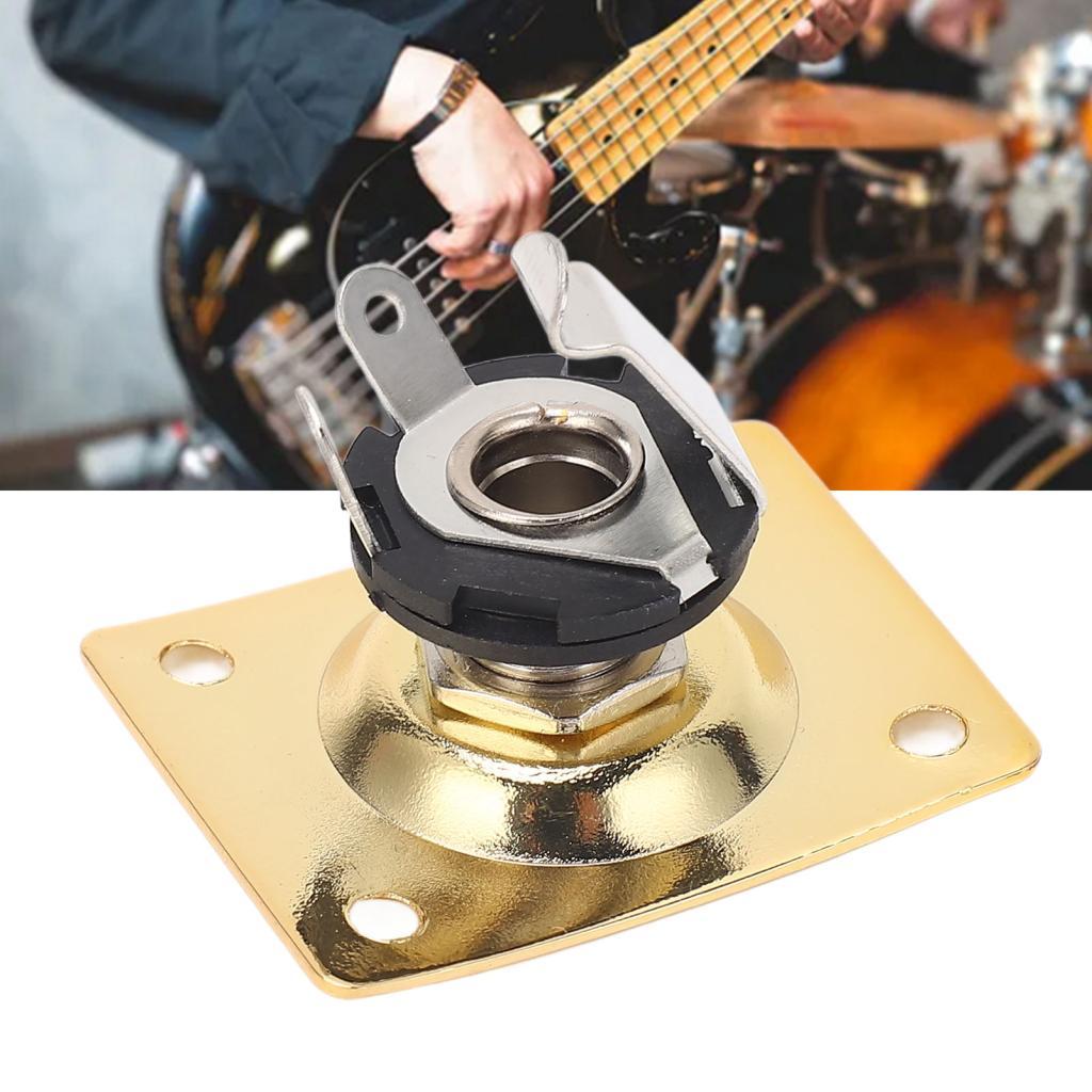 Mingzhe placa de saída de guitarra, tomada compacta de metal, formato quadrado, acessório elétrico telecaster (dourado)