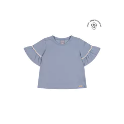 Blusa Curta Infantil Menina Malha Linho Colorittá Azul