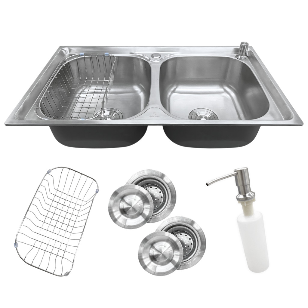 Cuba Dupla Gourmet Pia Cozinha Aço Inox Com Acessórios 78X43cm
