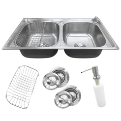 Cuba Dupla Gourmet Pia Cozinha Aço Inox Com Acessórios 78X43cm