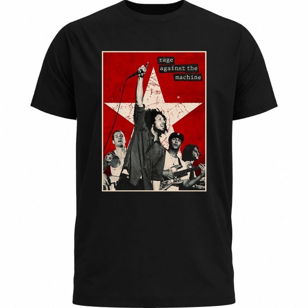 [Camiseta Premium em Algodão Puro]GXG Camiseta Rage Against The Machine Rock And Roll Banda