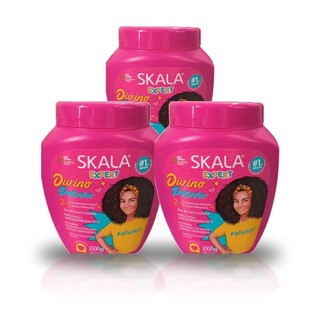Kit 3 Potes de 1kg cada Skala Expert Divino Potinho Creme 2 em 1, óleo de coco e linhaça, 3 unidades