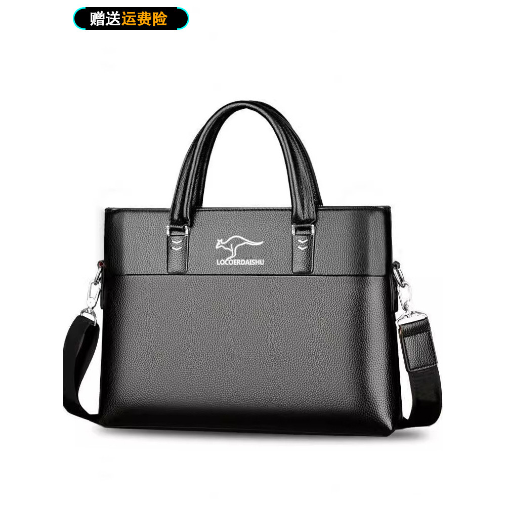 Bolsa masculina textura de couro genuíno maleta de negócios Horizontal viagem de negócios bolsa de computador moda Cross