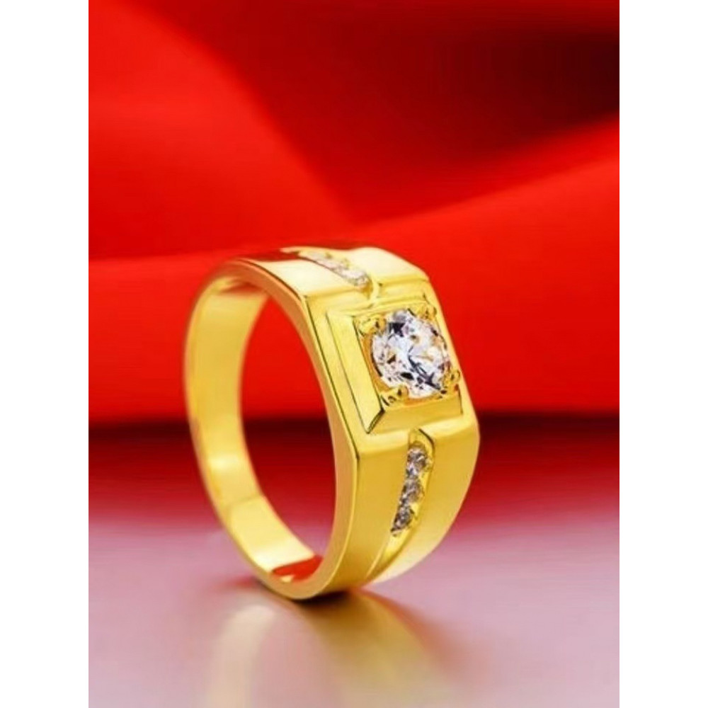 Novo estilo anel de ouro masculino de diamante de uma fileira estilo clássico anel de ouro masculino anel brilhante anel