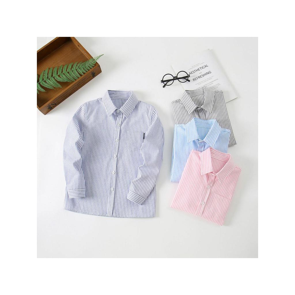 Novo médio pequeno crianças listrado camisa de manga comprida meninos meninas primavera outono camisa listrada meninos p
