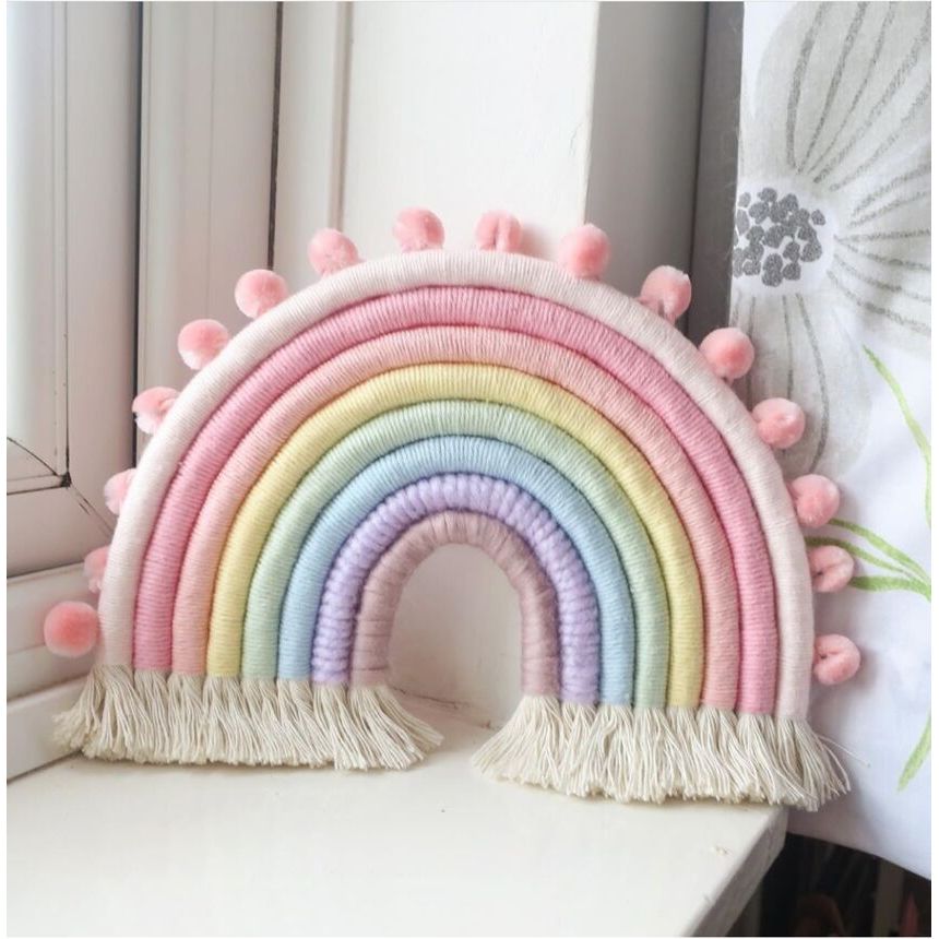 Ass Mom ins estilo nórdico tecido colorido pingente arco-íris pendurado na parede decorações do quarto das crianças ping