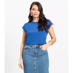 Blusa Básica Feminina Viscotorcion Rovitex Azul