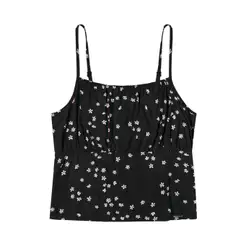 Regata Cropped Juvenil Menina Floral Beats Preto