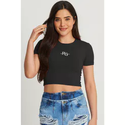 Cropped Feminino Logo Mini Planet Girls Preto