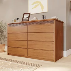 Cômoda 8 Gavetas 100% MDF Pacioli Marrom/Rubi Rubi
