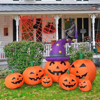 Decorações de Halloween para exterior, infláveis, família de abóboras alegres, 9' de largura |   Coisas Felizes! Decore 