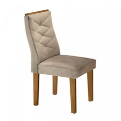 Conjunto 2 Cadeiras para Sala de Jantar Germany Espresso Móveis Cinamomo/Veludo Bege
