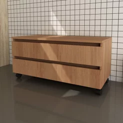 Kit com 2 Gabinetes para Banheiro com Rodizios 80cm Laranja/Amendoa