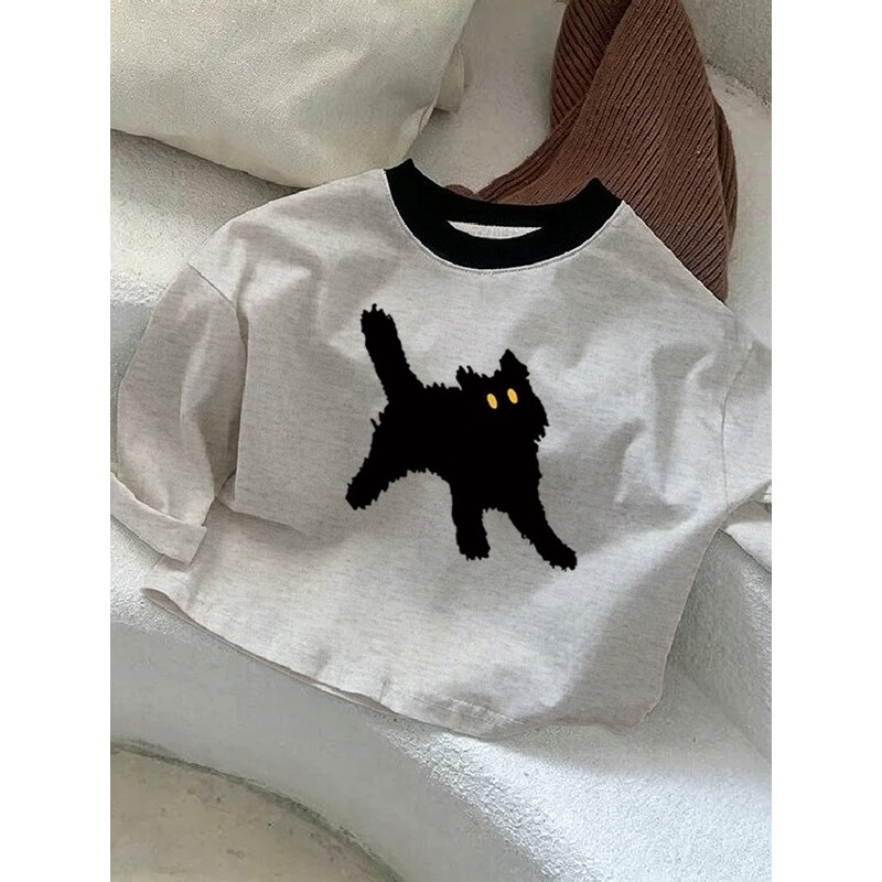 100% algodão meninos cor-bloqueio em torno do pescoço de manga comprida camiseta primavera outono médio pequeno crianças