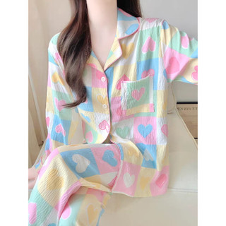 Dopamina doce nuvem pijamas de algodão feminino primavera outono 2025 novo estilo calças de manga comprida Loungewear de
