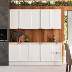 Cozinha Completa Modulada 4 Peças 9 Portas 2 Gavetas Unna Yescasa Branco Branco