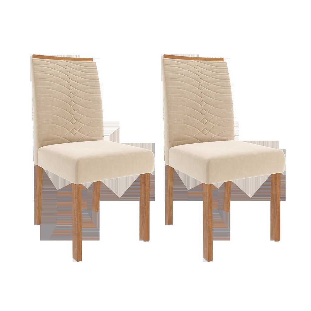 Conjunto Sala de Jantar Mesa Ágata 130x80cm Tampo Vidro/MDF com 4 Cadeiras Clarice Marrom/Nature/Off White/Nude · foto 2