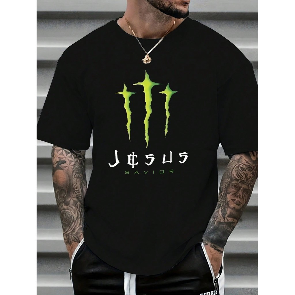 [Camiseta Premium em Algodão Puro]GXG Camiseta Masculina Streetwear 100% Algodão Estampada Jesus Savior Camisa Unissex P