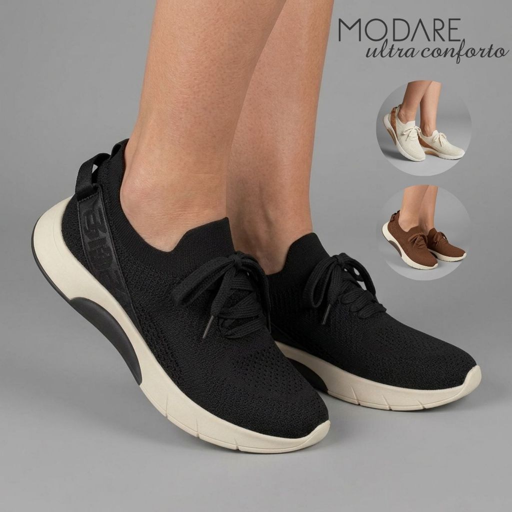 Tênis Modare Feminino Knit Macio Leve Esportivo Fácil Confortável Academia Caminhada Treino Antiderrapante Ortopédico